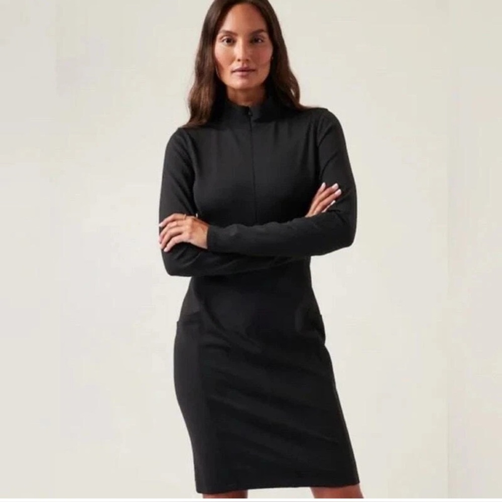 Athleta 2x black Delaney long sleeve dress half zip